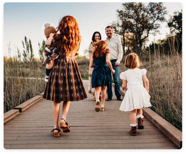 Family going for a walk